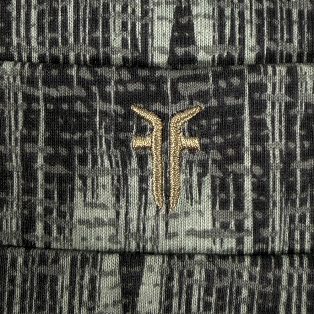 FRYE Men XL Flannel Print Notched Top Long Sleeve Black Gray Button Up Geometric - Picture 7 of 8